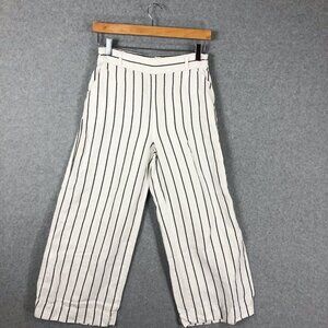 Joie White Striped Wide Leg Pants Linen Size Small